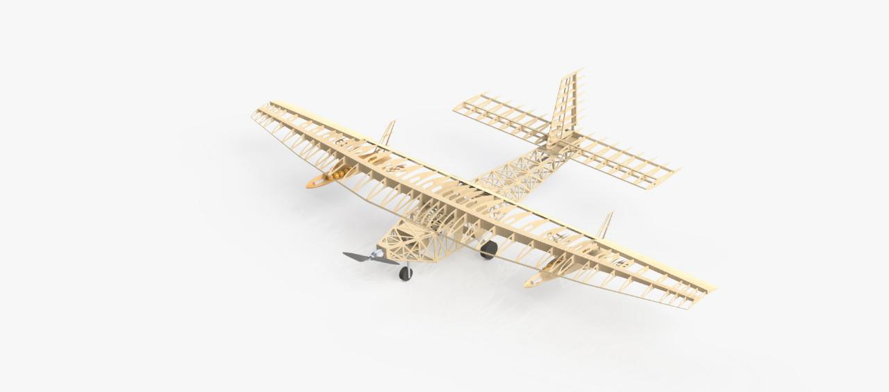 CAD render of a balsa-style scale aircraft structure
